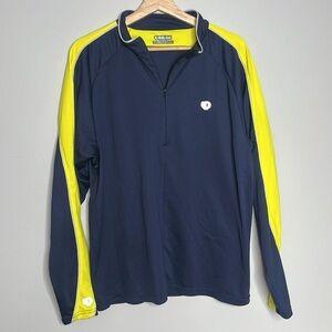 Men’s XL Pearl IZumi Quarter Zip Navy Blue Yellow Top